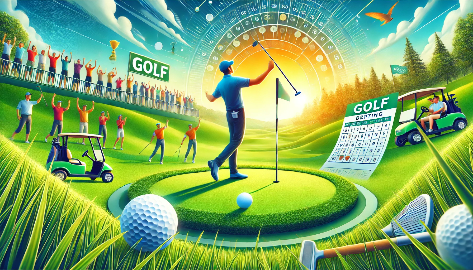 A-dynamic-and-vibrant-landscape-scene-of-a-golfer-on-a-lush-green-golf-course-celebrating